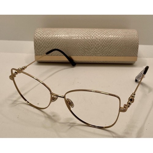 24 - PAIR OF JIMMY CHOO GOLD COLOURED SPECTACLE FRAMES WITH CASE - JC339