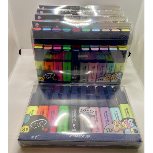 32 - QTY OF STAEDTLER HIGHLIGHTERS - 5 PACKS - SEALED