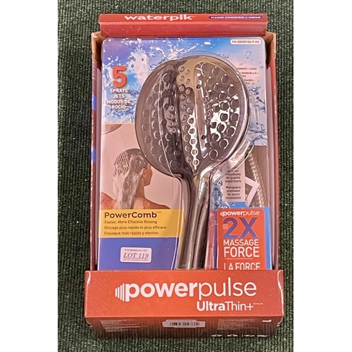 119 - BOXED WATERPIK POWER PULSE ULTRA THIN PLUS SHOWER HEAD AND HOSE