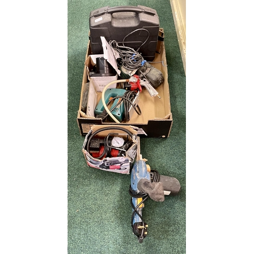 179 - BOX OF VARIOUS ELECTIRC TOOLS - INCL DRILLS ETC