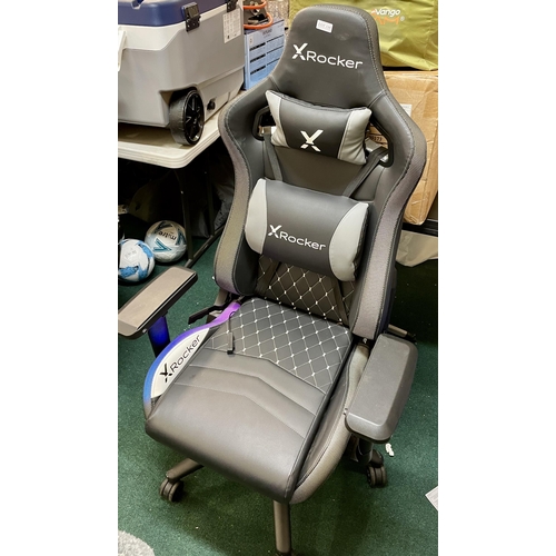186 - XROCKER LIGHT UP AMING CHAIR IN GREY AND BLACK (NOTE - ONLY PART LIGHTS UP)