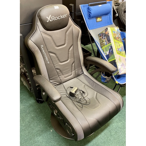187 - XROCKER RAINSTORM 4.1 FOLDING GAMING CHAIR (POWER FAULT)