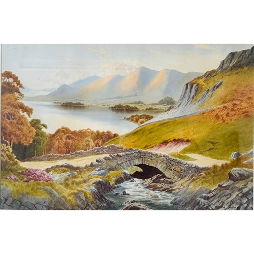 324 - Donald Southern (British 20th C.) - 'Ashness Bridge' Framed Watercolour showing Derwent Water & Bass... 