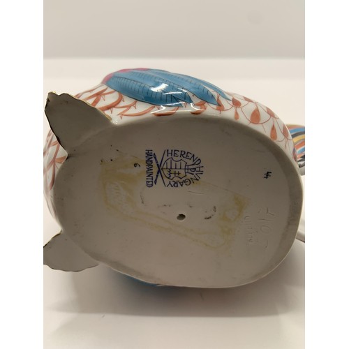 342 - A 'HEREND' HAND PAINTED MODEL OF A CHICKEN - HIGHLY DECORATED WITH BLUE STAMP TO BASE INCISED HEREND... 