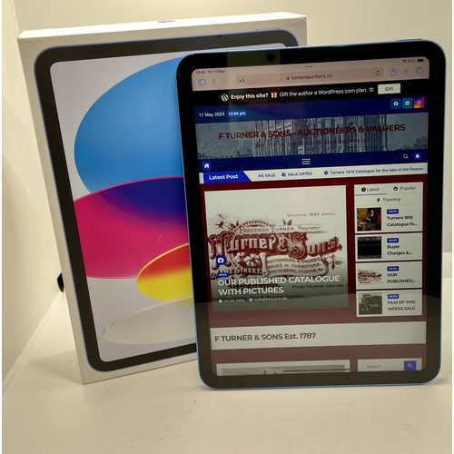 216 - BOXED APPLE IPAD 10TH GEN 64GB BLUE WITH CHARGING WIRE MPQ13B/A