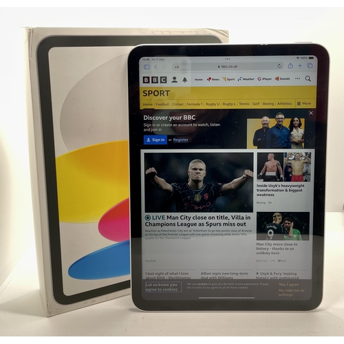 217 - BOXED APPLE IPAD 10TH GEN 64GB SILVER WITH CHARGING WIRE MPQ03B/A