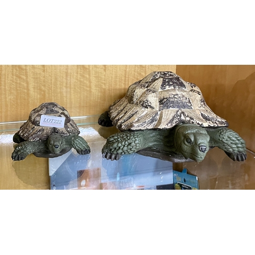 222 - 2X RESIN TORTOISE FIGURES - 1 LARGE 1 SMALL