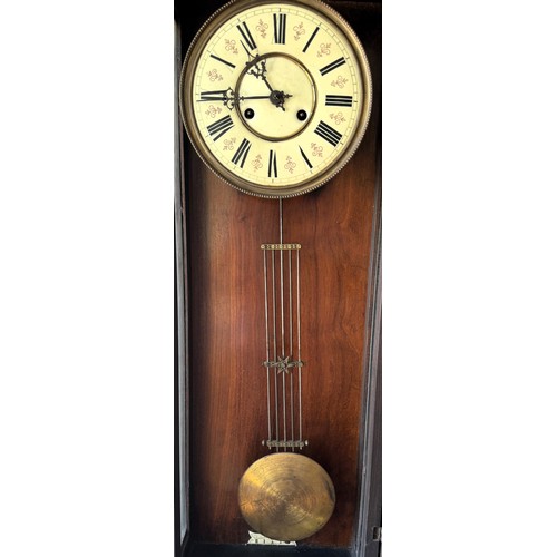 366 - CLOCK: LATE 19TH C. WALNUT CASED VIENNA STYLE DOMESTIC REGULATOR - REEDED TURNED COLUMNS, SINGLE GLA... 