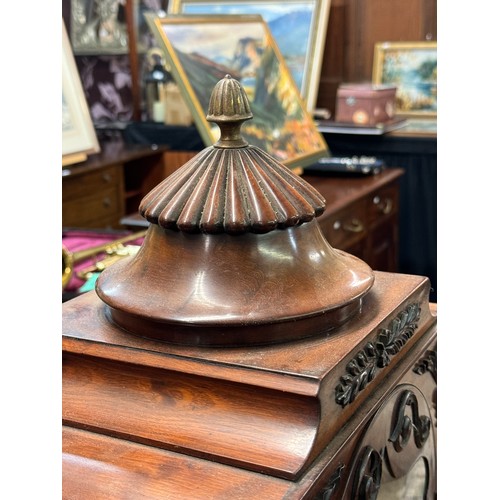 320 - A REGENCY MAHOGANY TRIPLE FUSEE MUSICAL TABLE CLOCK WITH 8 BELL MECHANISM BY LITHERLAND DAVIES & CO ... 