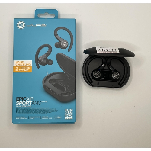 11 - BOXED PAIR OF JLAB EPIC AIR SPORT ANC SECOND GEN TRUE WRELESS EAR BUDS WITH CHARGING CASE