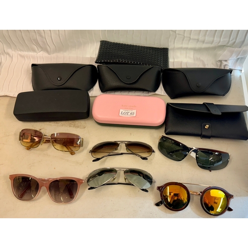 65 - 7 X PAIRS OF VARIOUS SUNGLASSES INC. KATE SPADE - SOME WITH PRESCRIPTION LENSES - SOME CASES