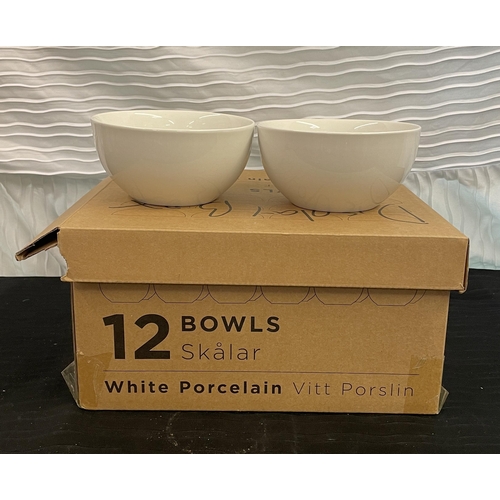 131 - BOXED SET OF 12 WHITE PORCELAIN CEREAL BOWLS