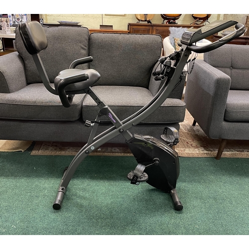 178 - SLIM CYCLE STATIC EXERCISE CYCLE WITH BUILT IN PUSH UP BARS AND RESISTANCE BANDS, READOUT DISPLAY