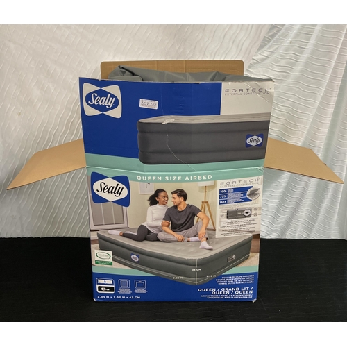 183 - BOXED SEALY QUEEN SIZE AIR BED WITH BUILT IN PUMP