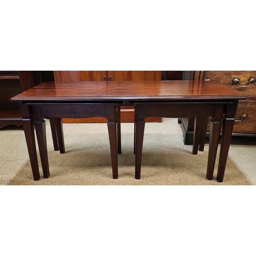 291 - STAG MINSTREL NESTED TABLE SET, COFFEE TABLE WITH A PAIR OF INSERTED LAMP/SIDE TABLES