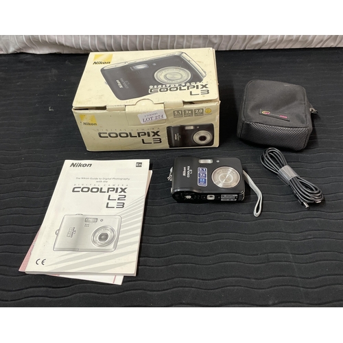 274 - BOXED NIKON COOLPIX L3 DIGITAL CAMERA WITH CHARGER