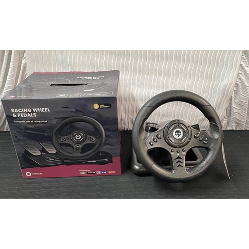 278 - BOXED NUMSKULL RACING WHEEL AND PEDAL SET FOR XBOX SERIES S/X PC, PS4 AND SWITCH