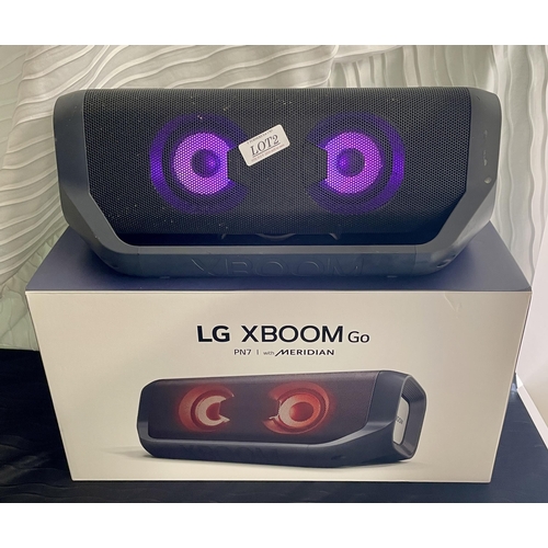 2 - BOXED LG X BOOM GO PN7 WITH MERIDIAN AND CHARGING WIRE