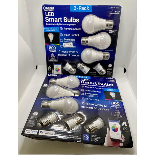 22 - 2 X PACKS OF 3 FEIT ELECTRIC LED SMART BULBS