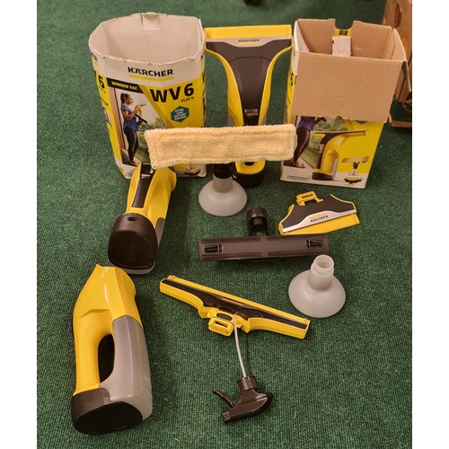 26 - BOXED SET OF 2 KARCHER WV6 WINDOW VACS AND SOME ACCESSORIES ONLY 1 CHARGER