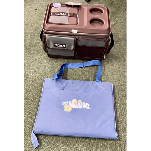 69 - TITAN COLLAPSIBLE COOLER - HOLDS UP TO 50 CANS TOGETHER WITH AN OLD BAHAMA BAY FOLDING PICNIC MAT