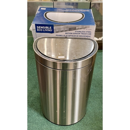 124 - BOXED SENSIBLE ECO LIVING 47L STAINLESS STEEL MOTION SENSOR BIN