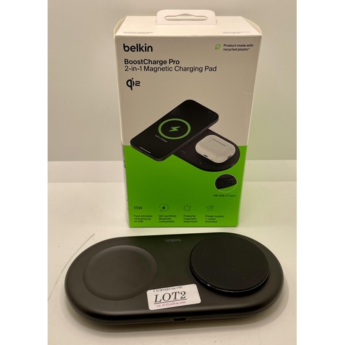 2 - BOXED BELKIN BOOSTCHARGE PRO TWO-IN-ONE MAGNETIC CHARGING PAD (10W)