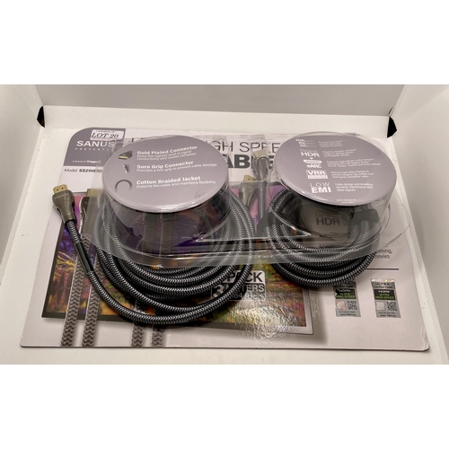 20 - BOXED PAIR OF SANUS ULTRA HIGH-SPEED HDMI CABLES MODEL: SS21HDMI - SIZE: 3 METRES/9.84FT