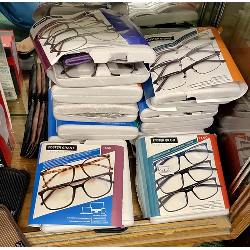 26 - APPROX 39 ASSORTED PAIRS OF FOSTER GRANT PRESCRIPTION READING GLASSES - VARIOUS STRENGTHS