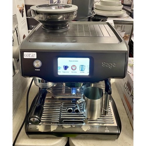 57 - SAGE ORACLE TOUCH PUMP COFFEE MACHINE SES990BST - POWERS UP BUT HAS GRINDER FAULT