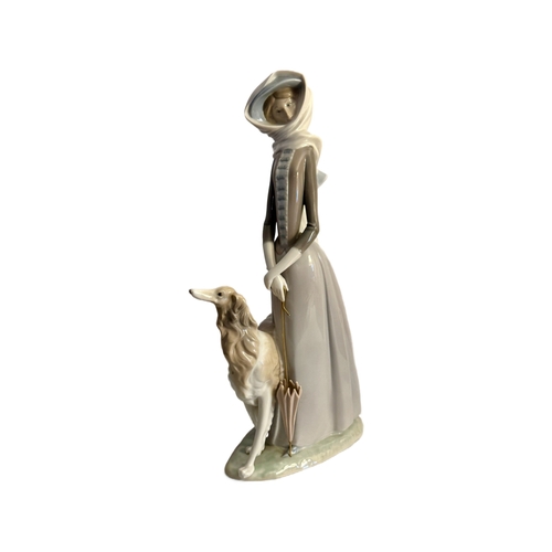 330 - LLADRO 4594 LADY WITH AFGHANHOUND AND PARASOL - 'STEPPING OUT' APPX 40CMS H: