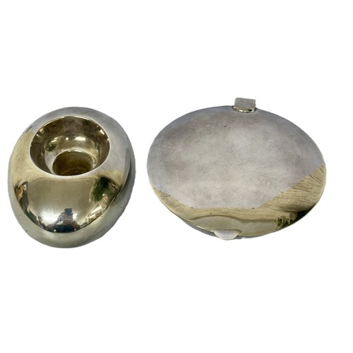 345 - COHR DANISH MODERN EGG-SHAPED SILVER CANDLE HOLDER EAMES AND ONE OTHER DANISH MANNER SILVER PLATED L... 