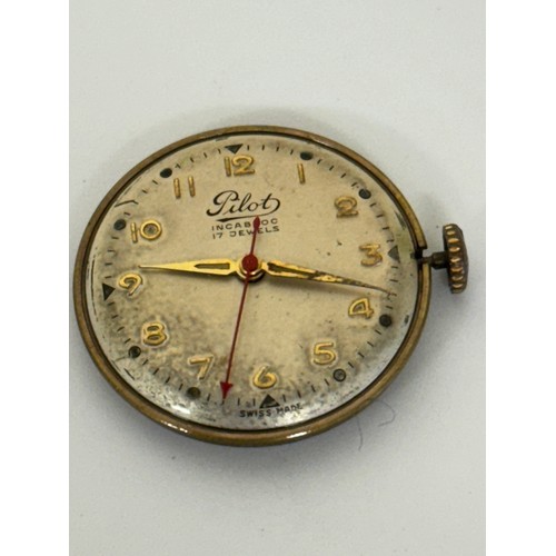 351 - A 9CT Y/GOLD GENTS 'PILOT INCABLOC' WRISTWATCH H/M EDINBURGH 1952 - ON AN EXCALIBUR 9CT Y/GOLD EXPAN... 