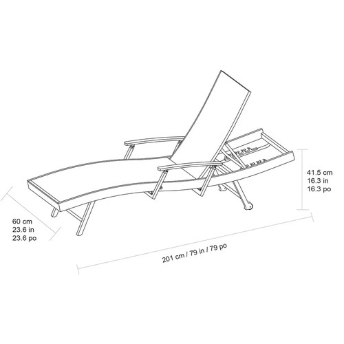 218 - SUNVILLA COMMERCIAL SLING CHAISE LOUNGE - IN ORIGINAL PACKAGING - H 41.5 x W 60 x D 201cm (ONLY ONE)