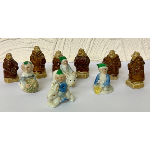 386 - A SET OF 6 WADE KP FRIARS - MONKS TOGETHER WITH A SET OF 4 WADE LEPRECHAUN FIGURES