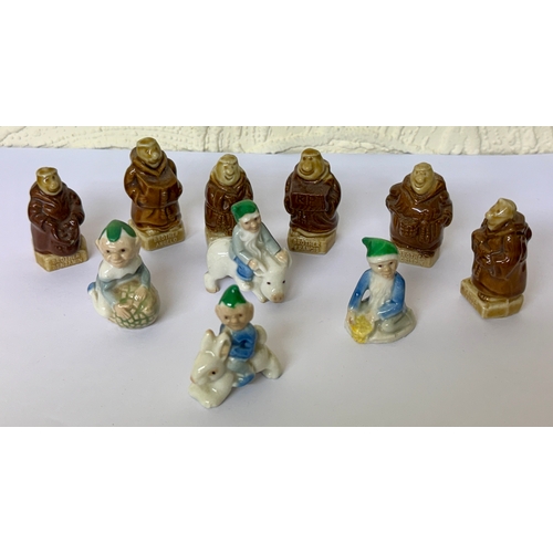 386 - A SET OF 6 WADE KP FRIARS - MONKS TOGETHER WITH A SET OF 4 WADE LEPRECHAUN FIGURES