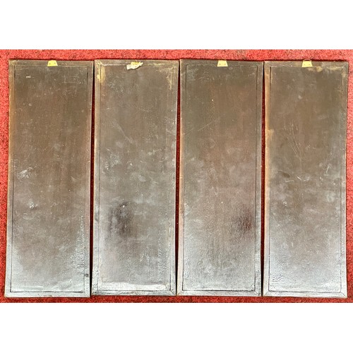 407 - A SET OF FOUR (4) CHINESE MOTHER OF PEARL INLAID HARDWOOD WALL PANELS  C.1900 DEPICTING VARIOUS FIGU... 