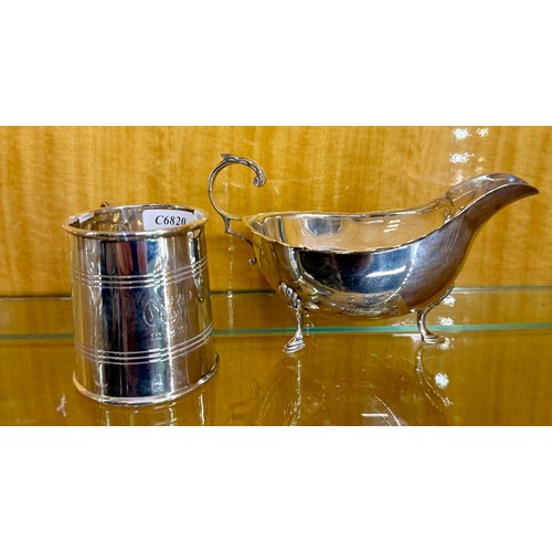 312 - A SMALL SILVER CHRISTENING CUP H:6.5CMS WT:86.25G -H/M SHEFFIELD 1928 - M/M TB&S - THOMAS BRADBURY -... 