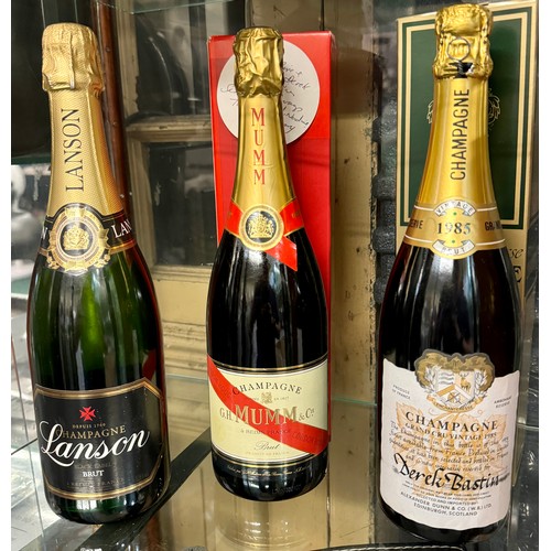 425 - THREE (3) BOTTLES OF CHAMPAGNE - LANSON BLACK LABEL, MUMM & CIE CORDON ROUGE CHAMPAGNE AND A PRIVATE... 