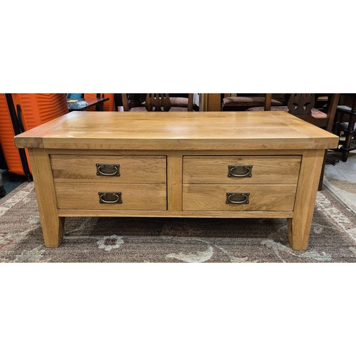 245 - OAK FURNITURE LAND DOUBLE SIDED TWO DRAWER COFFEE TABLE - APPROX 120CMW X 71CMD X 51CMH20