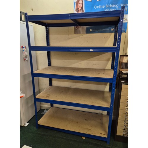 244 - BLUE METAL 5 SHELF ADJUSTABLE STORAGE RACKING SYSTEM - APPROX 180CMH X 120CMW