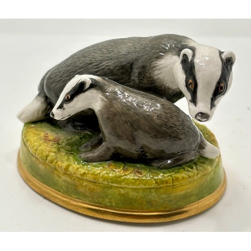 356 - HALCYON DAYS BONBONIERRE BADGER WITH CUB, WITH BOX AND C.O.A. TOGETHER WITH HALCYON DAYS BONBONIERRE... 