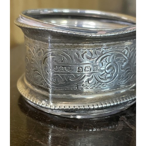 313 - SEVEN SILVER NAPKIN RING ALL HALLMARKED - 4X BIRMINGHAM - 1 PAIR - 1921, 1931, 1929 - M/M JCL (LOWE?... 