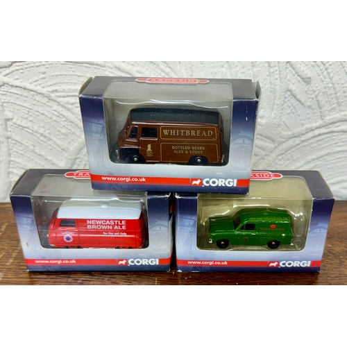 193 - three (3) CORGI TRACKSIDE 1:76 BOXED VEHICLES - FORD ANGLIA VAN 'WATNEYS', MORRIS LD VAN 'WHITBREAD'... 