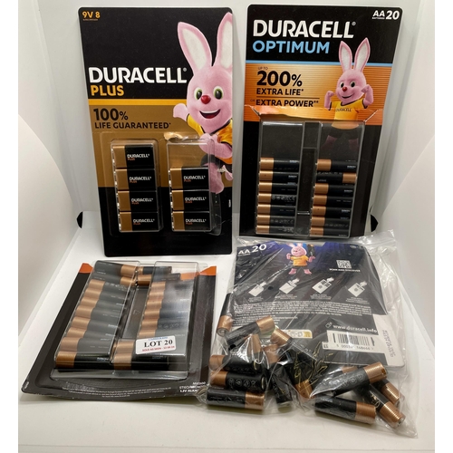 20 - QTY OF DURACELL BATTERIES INC. AA, 9V