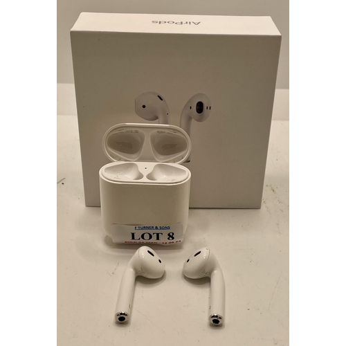 8 - BOXED PAIR OF APPLE AIR PODS IN CHARGING CASE WITH CHARGING WIRE