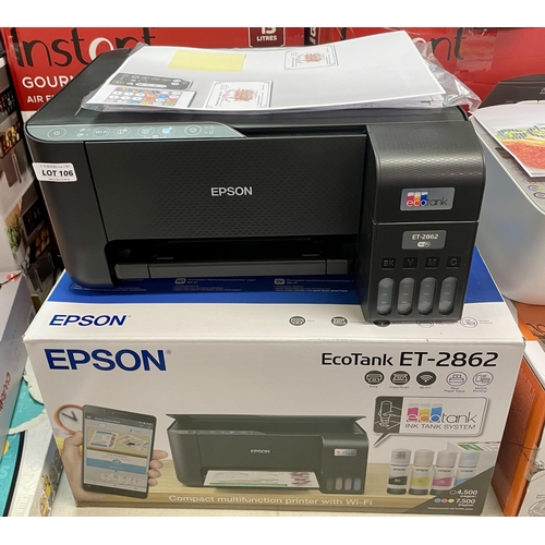 106 - BOXED EPSON ECO TANK ET-2862 COLOUR PRINTER WITH INKS - GOOD COLOUR COPY