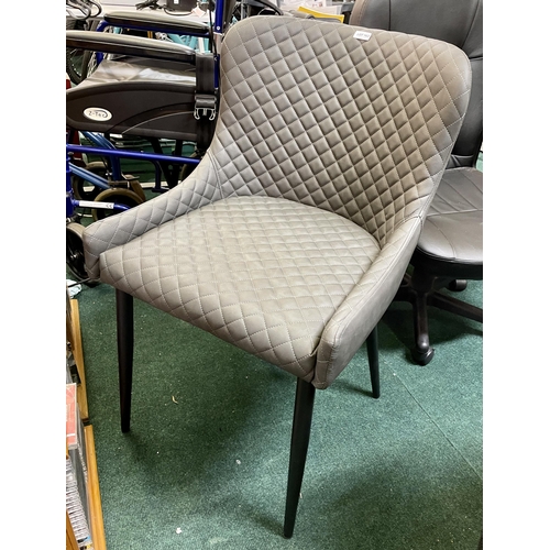 163 - DIAMOND STITCH GREY LEATHER OCCASIONAL CHAIR