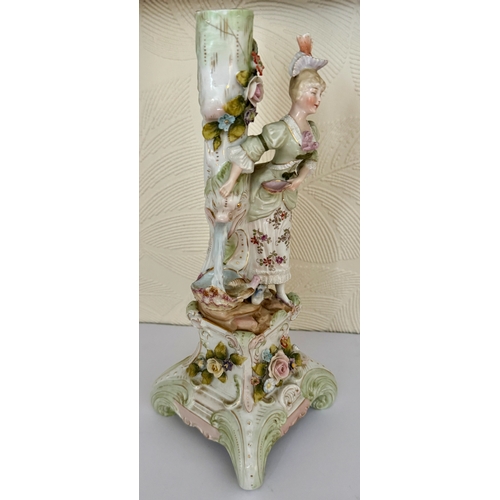 368 - A GERMAN PORCELAIN FIGURAL CANDLESTICK LATE 19TH C. H:31CMS