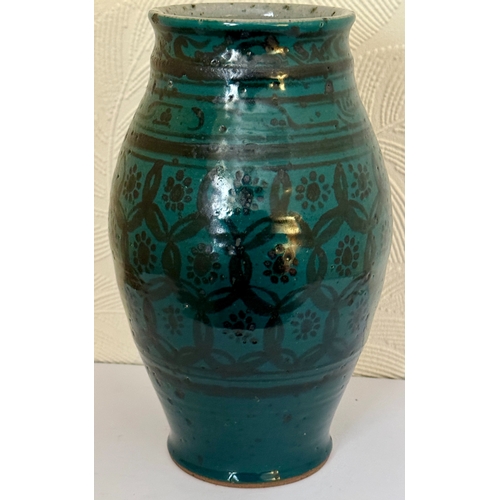 371 - INTERESTING LARGE STONEWARE MIDDLE EASTERN VASE - HAND PAINTED H:26CMS